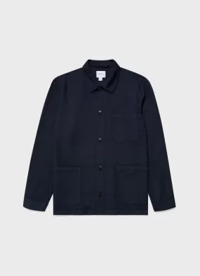 Men's Cotton Linen Twin Pocket Jacket in Navy