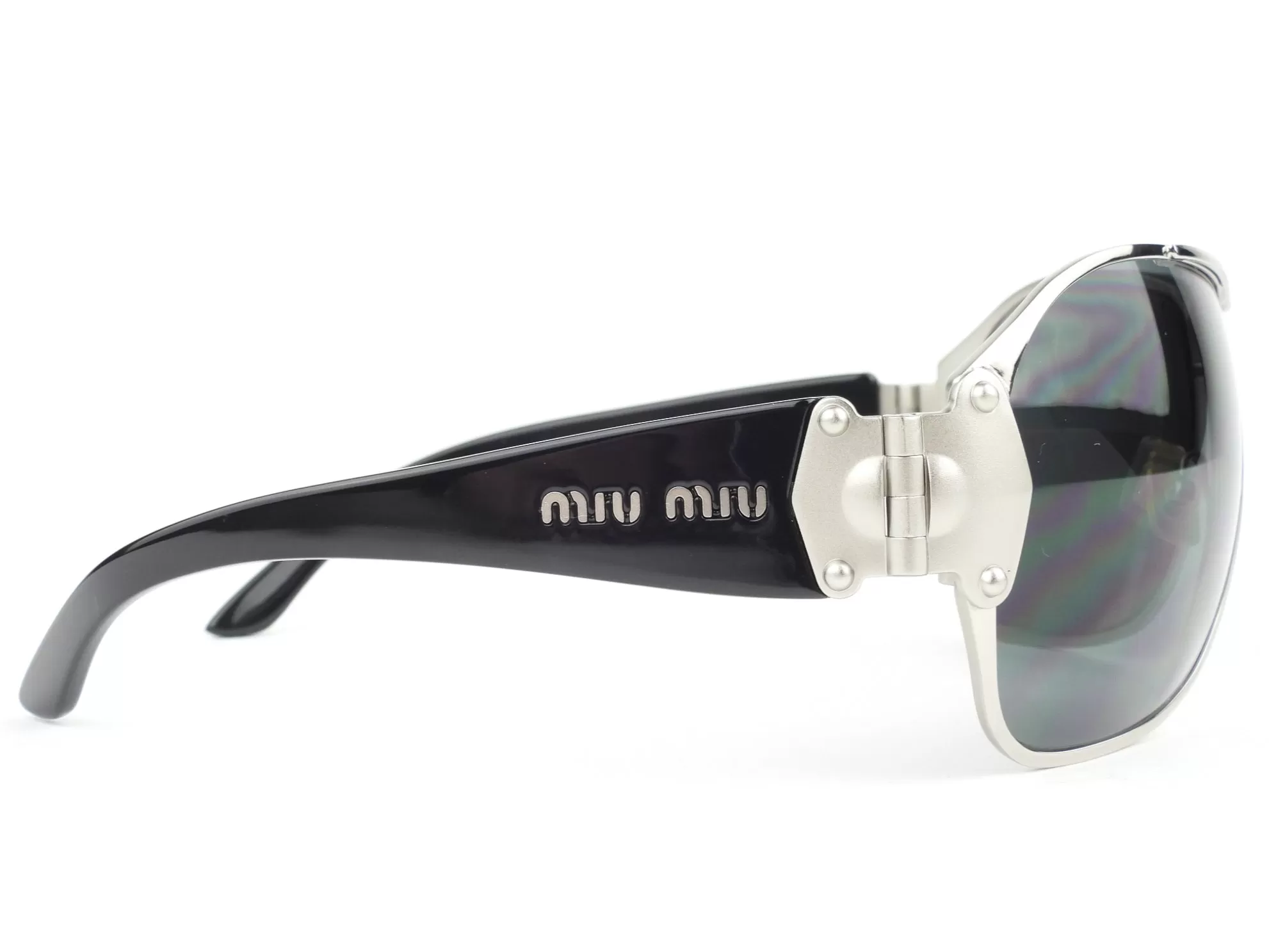 Miu Miu Vintage Black and Silvertone Metal Frame Sunglasses SMU60G