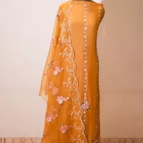 Mustard yellow Embroidered ethnic suit