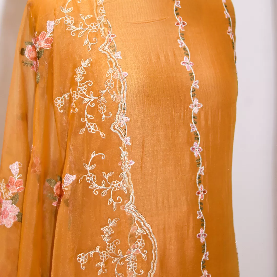 Mustard yellow Embroidered ethnic suit