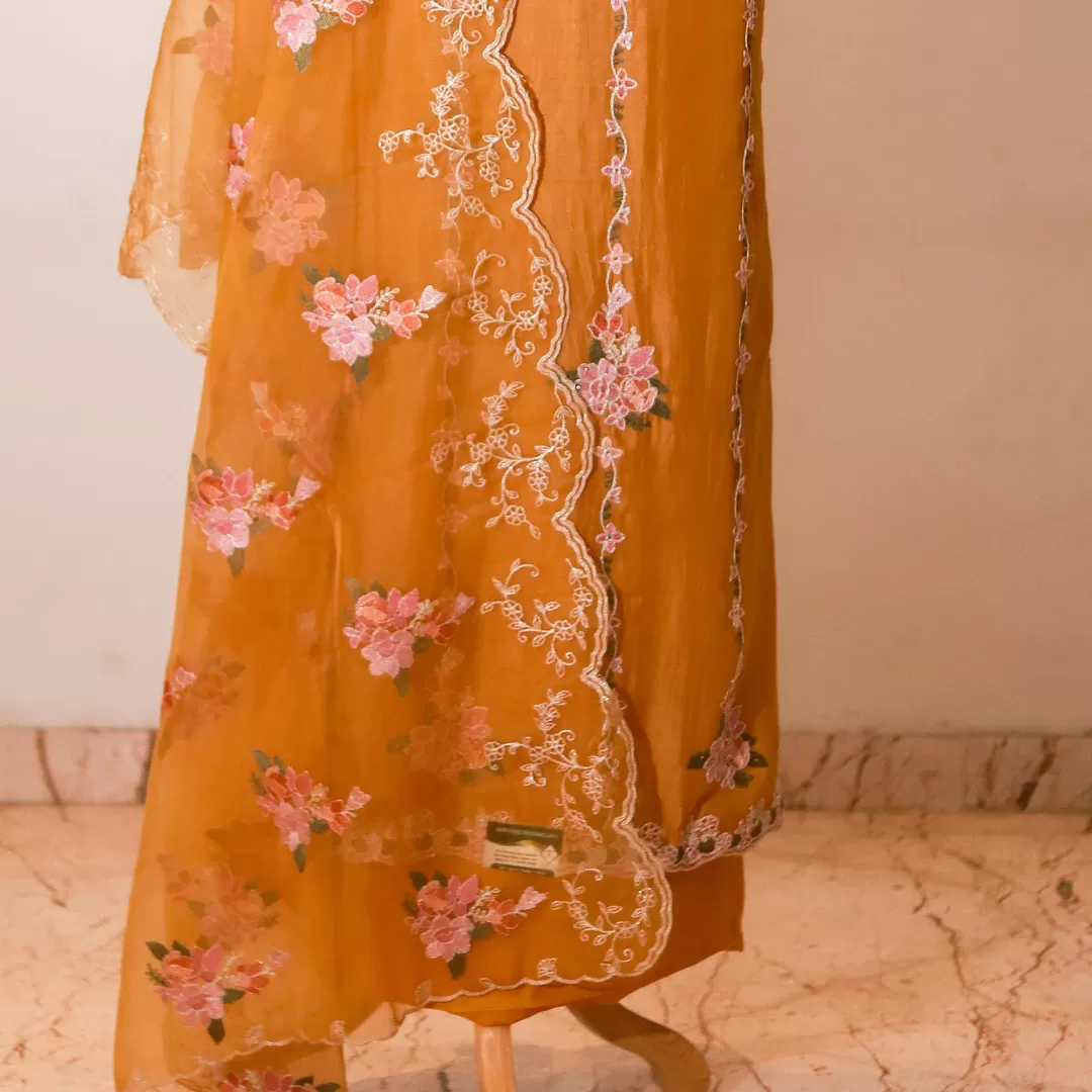 Mustard yellow Embroidered ethnic suit