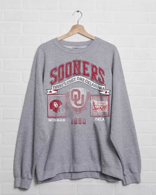 OU Sooners Prep Patch Gray Thrifted Sweatshirt