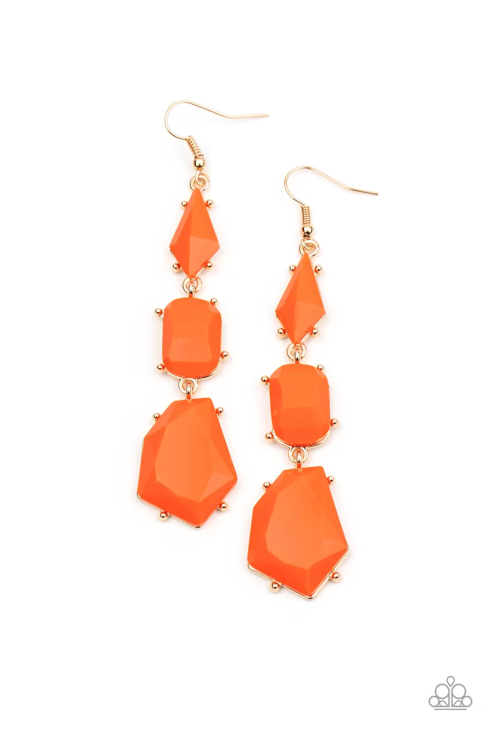 Paparazzi Accessories - Geo Getaway - Orange Earrings