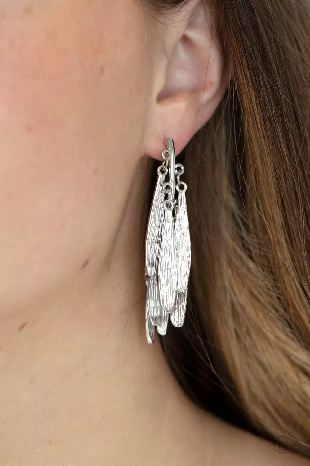 Paparazzi Accessories - Pursuing The Plumes - Silver Earrings