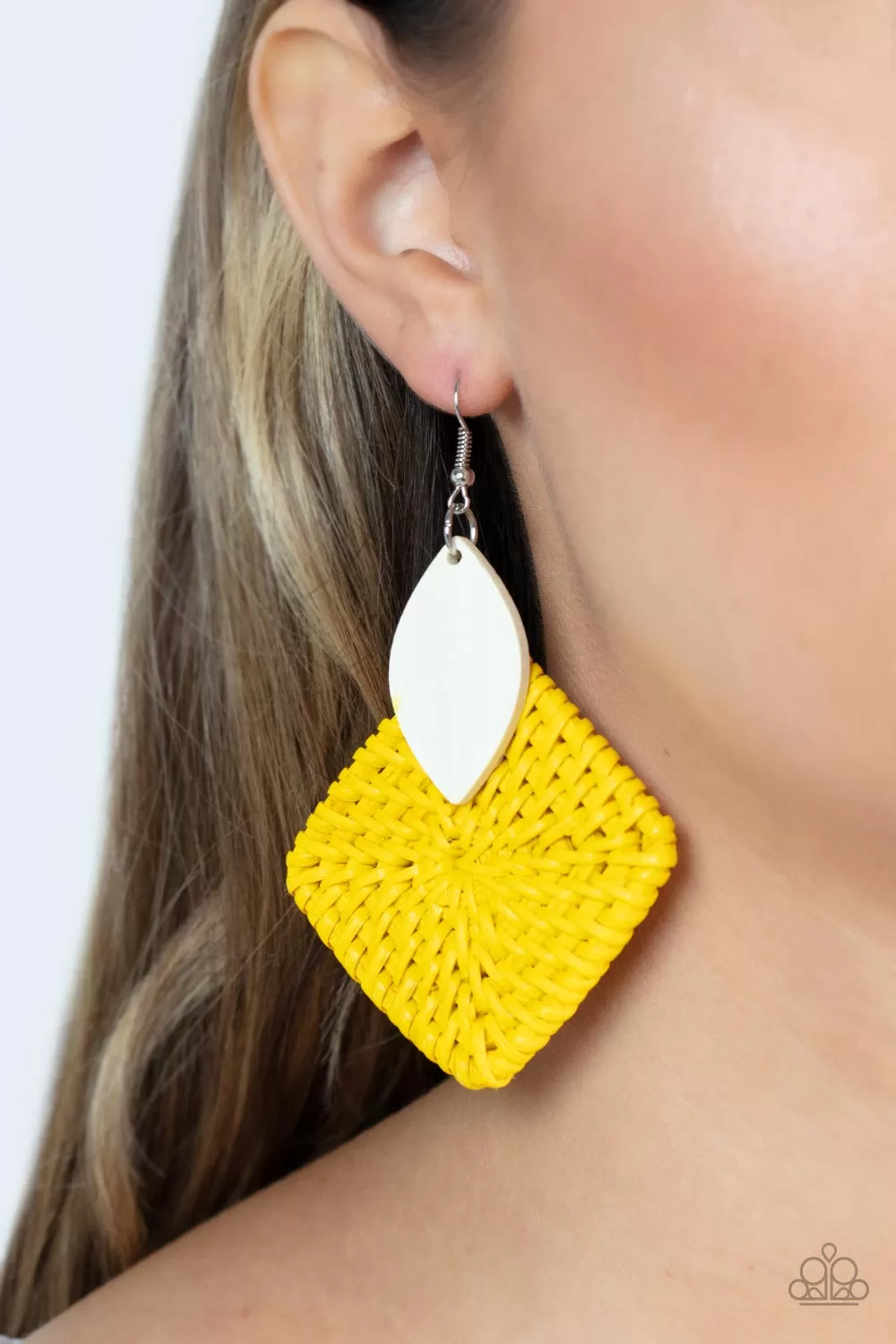 Paparazzi Accessories - Sabbatical WEAVE - Yellow Earrings