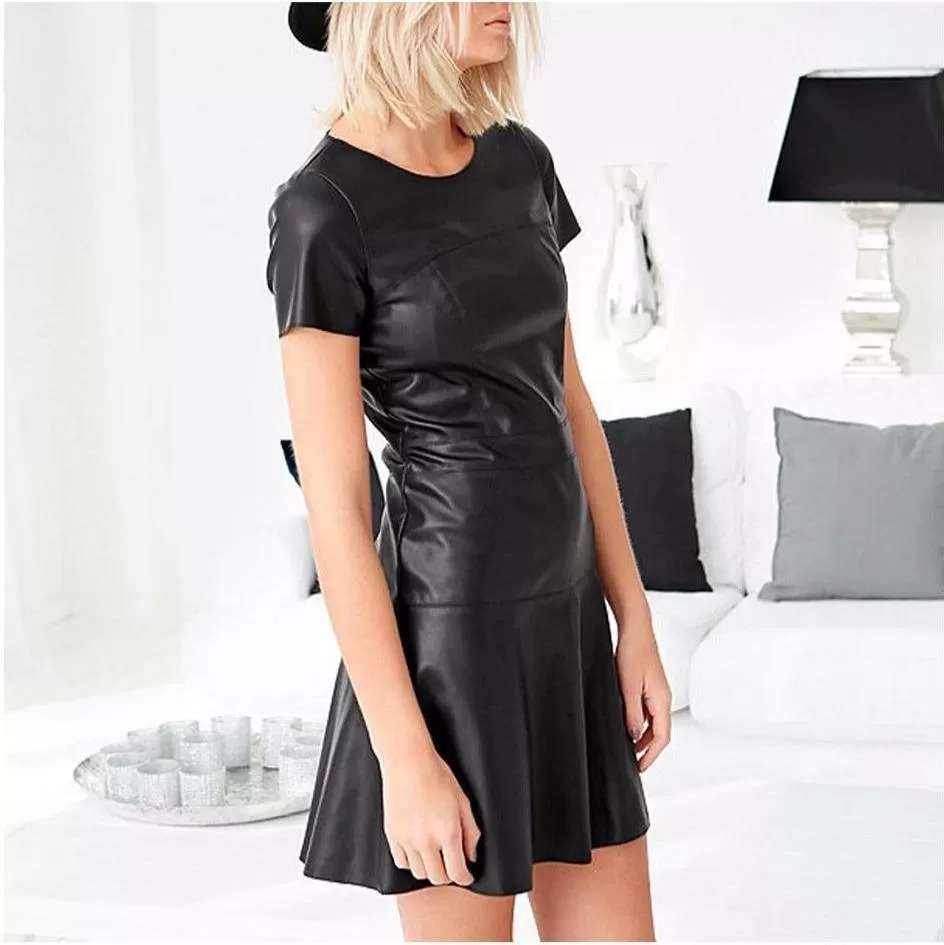 Paris Leather Dress- Short Sleeves