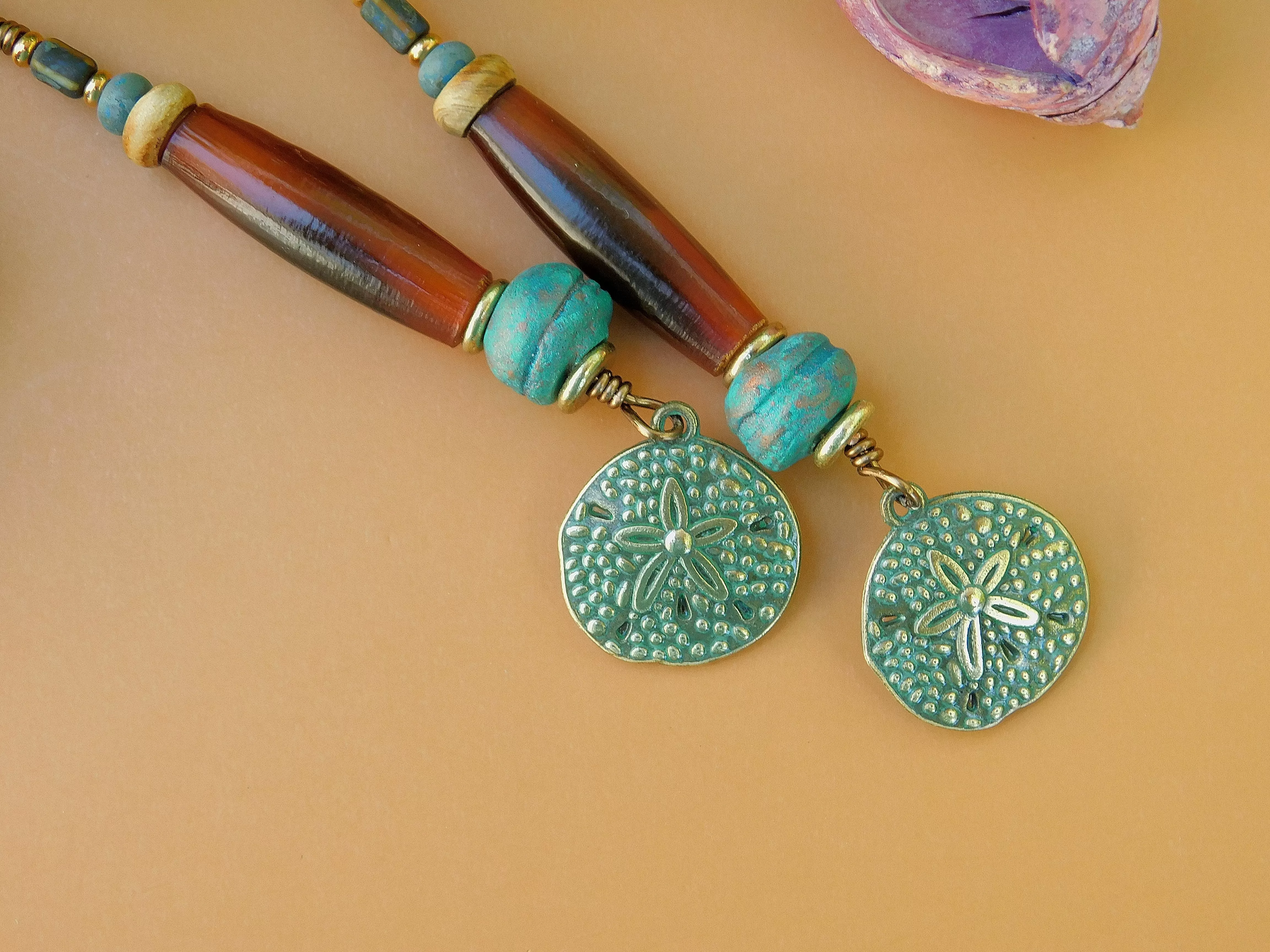 Patina Sand Dollar Charm Earrings