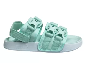 Puma Leadcat YLM 19 Triple Strap Aqua White Mens Slip On Sandals 369407 04