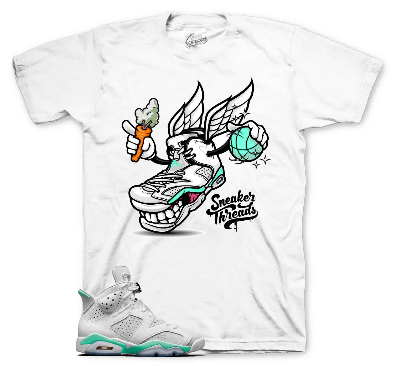 Retro 6 Mint Foam Shirt - Fly Kicks - White