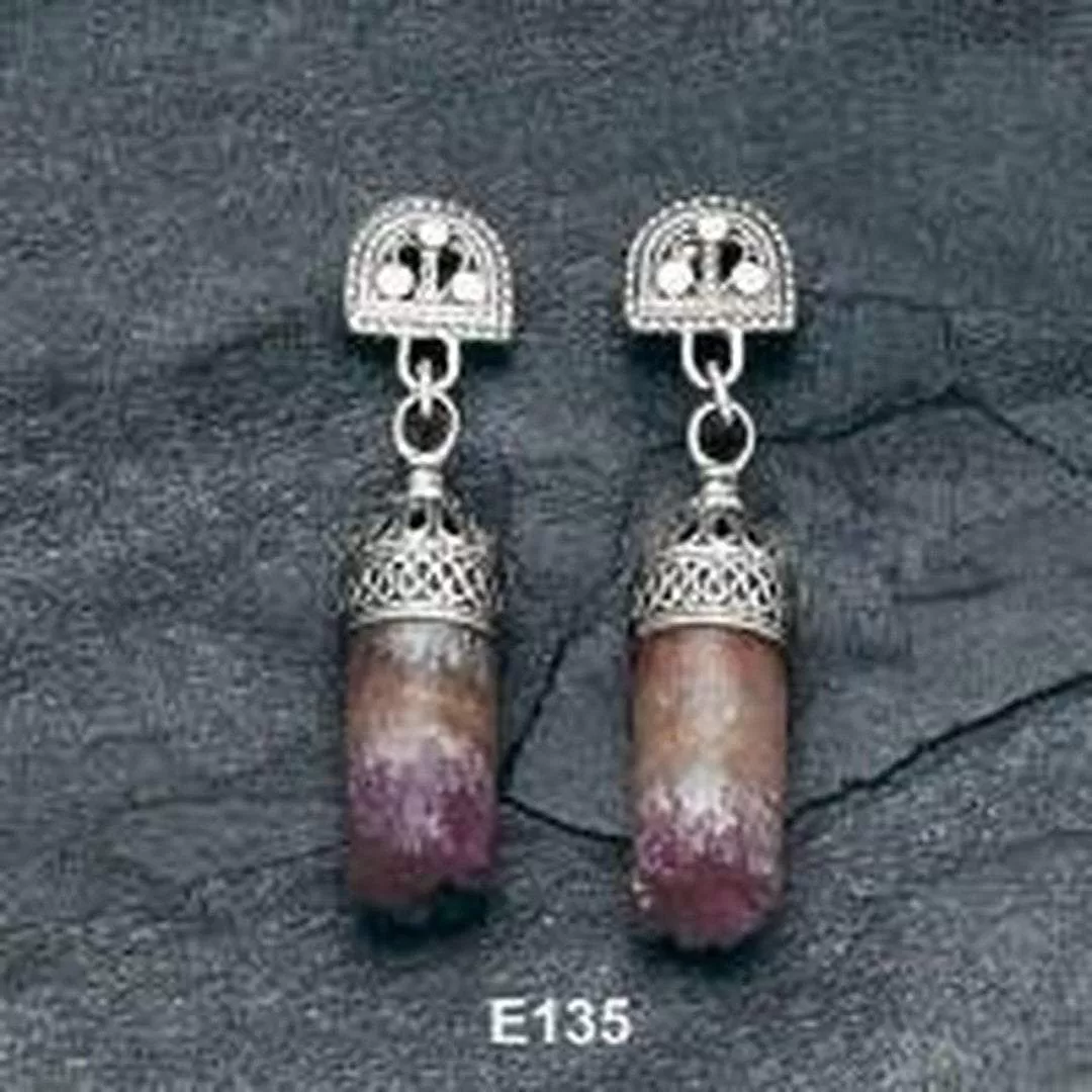 Roman glass Israeli earrings filigree silver earrings