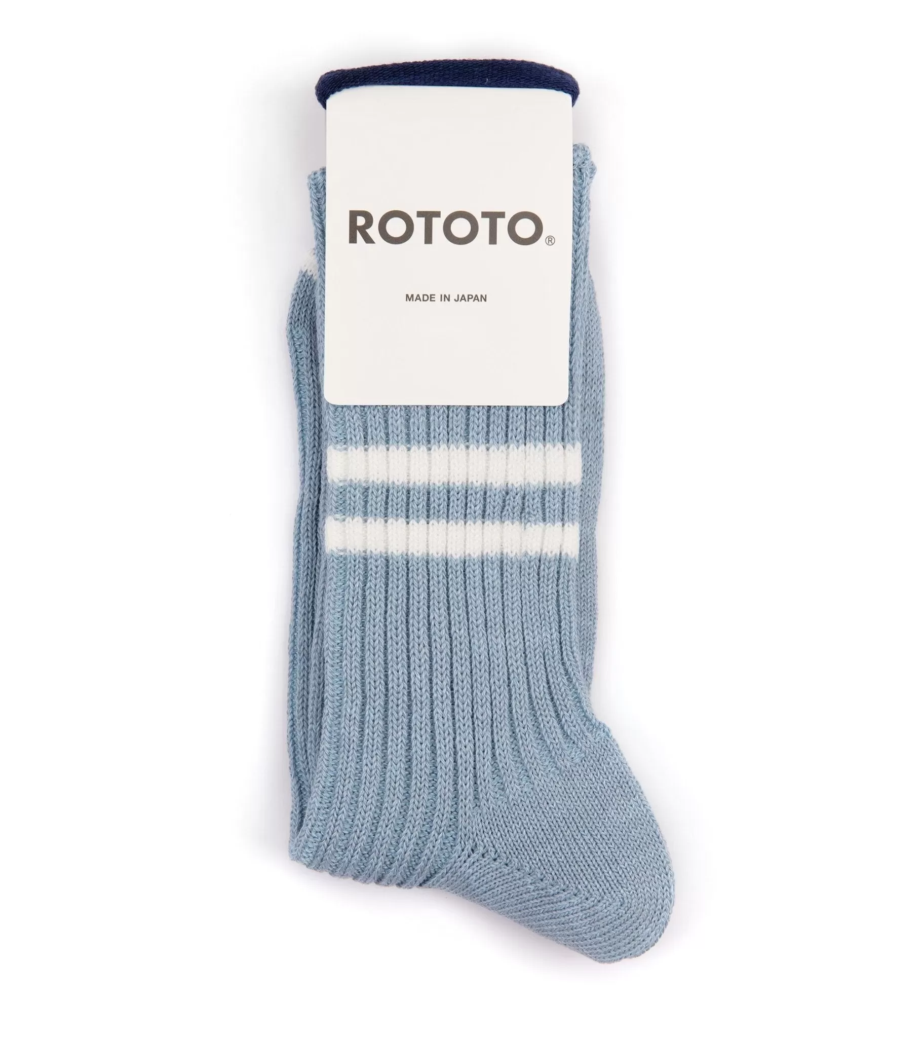 RoToTo Hemp Organic Cotton Stripe Socks: Morning Blue/White