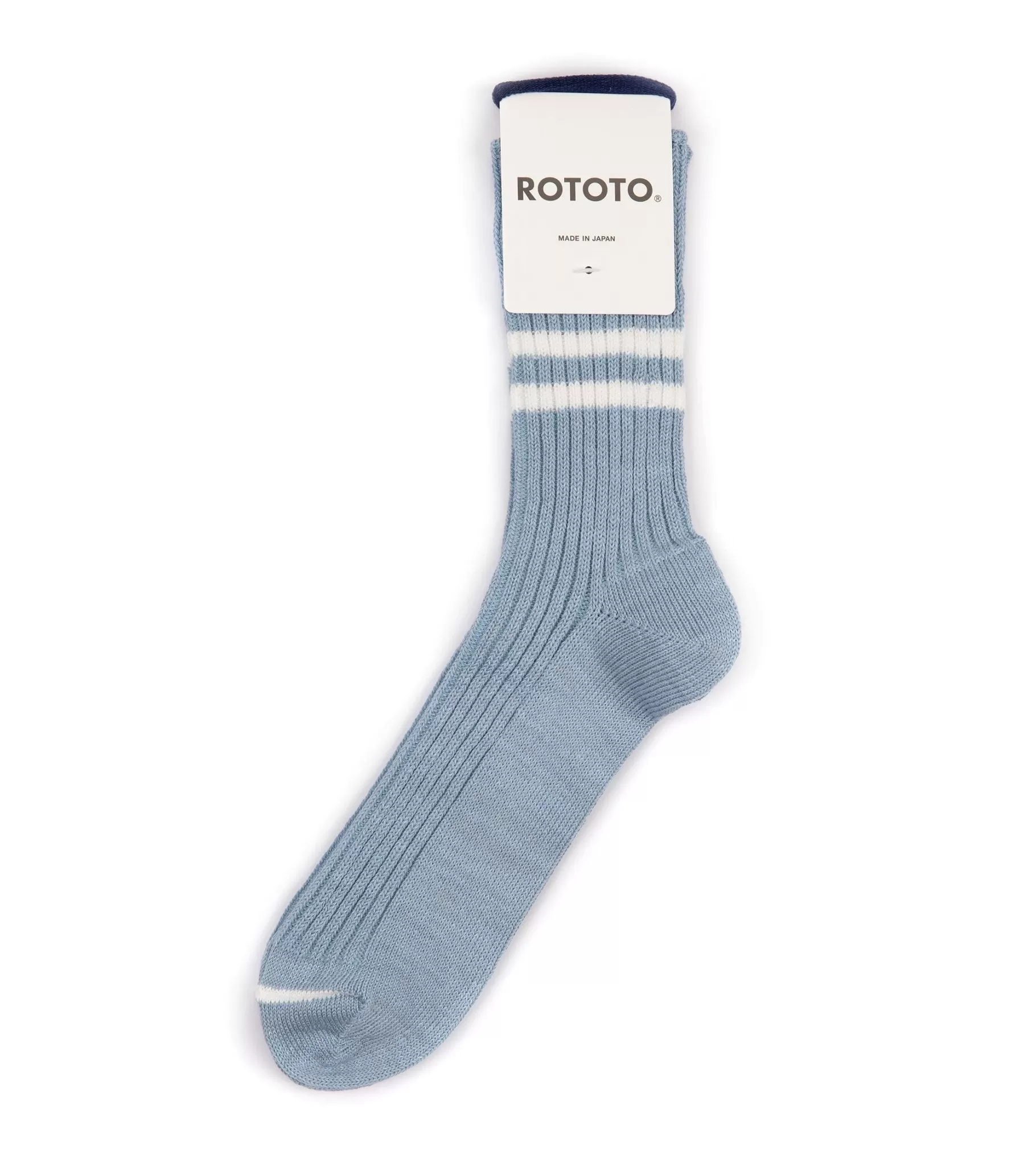 RoToTo Hemp Organic Cotton Stripe Socks: Morning Blue/White