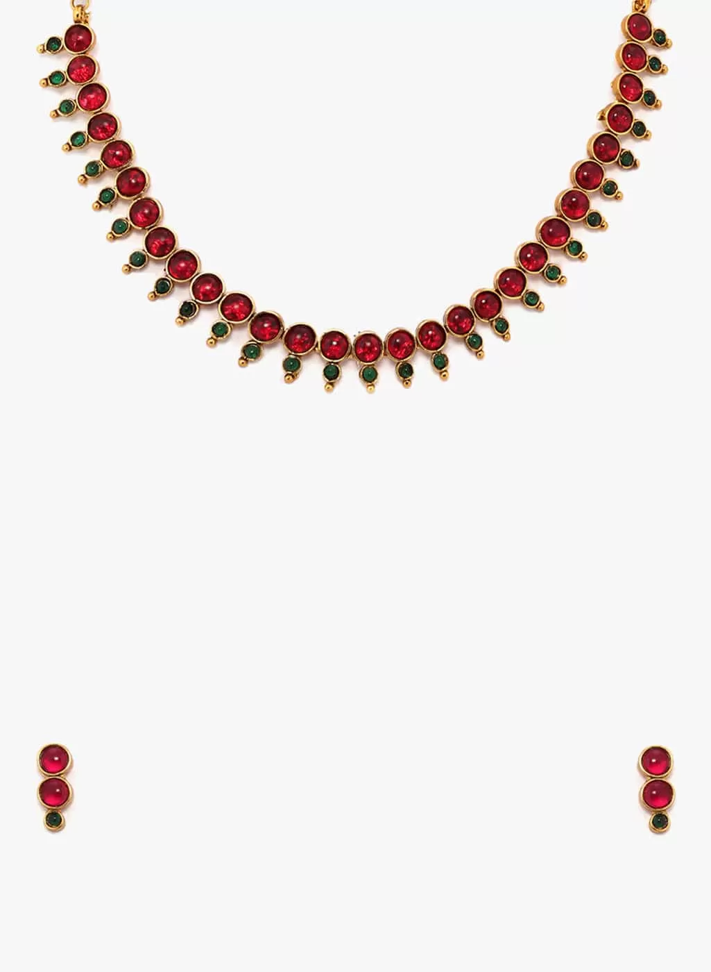 Rubans Gold plated faux ruby and emerald necklace set