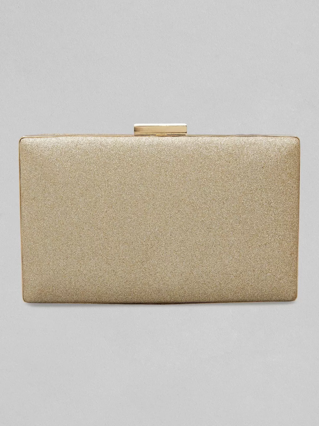 Rubans Golden-Tone Box Clutch Sling Bag Featuring American Diamonds