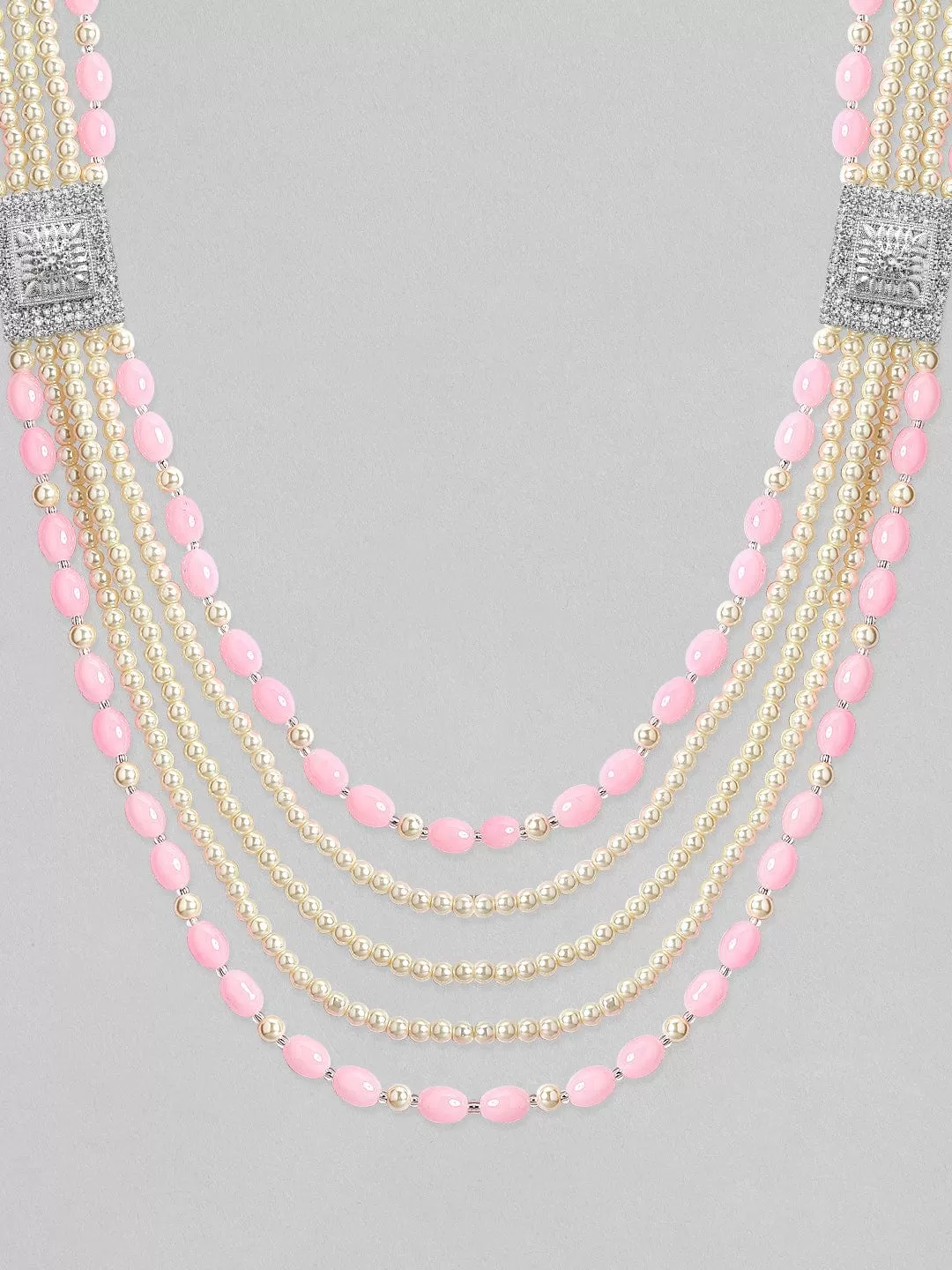 Rubans Pink & Gold Beaded Layered Mens Necklace.