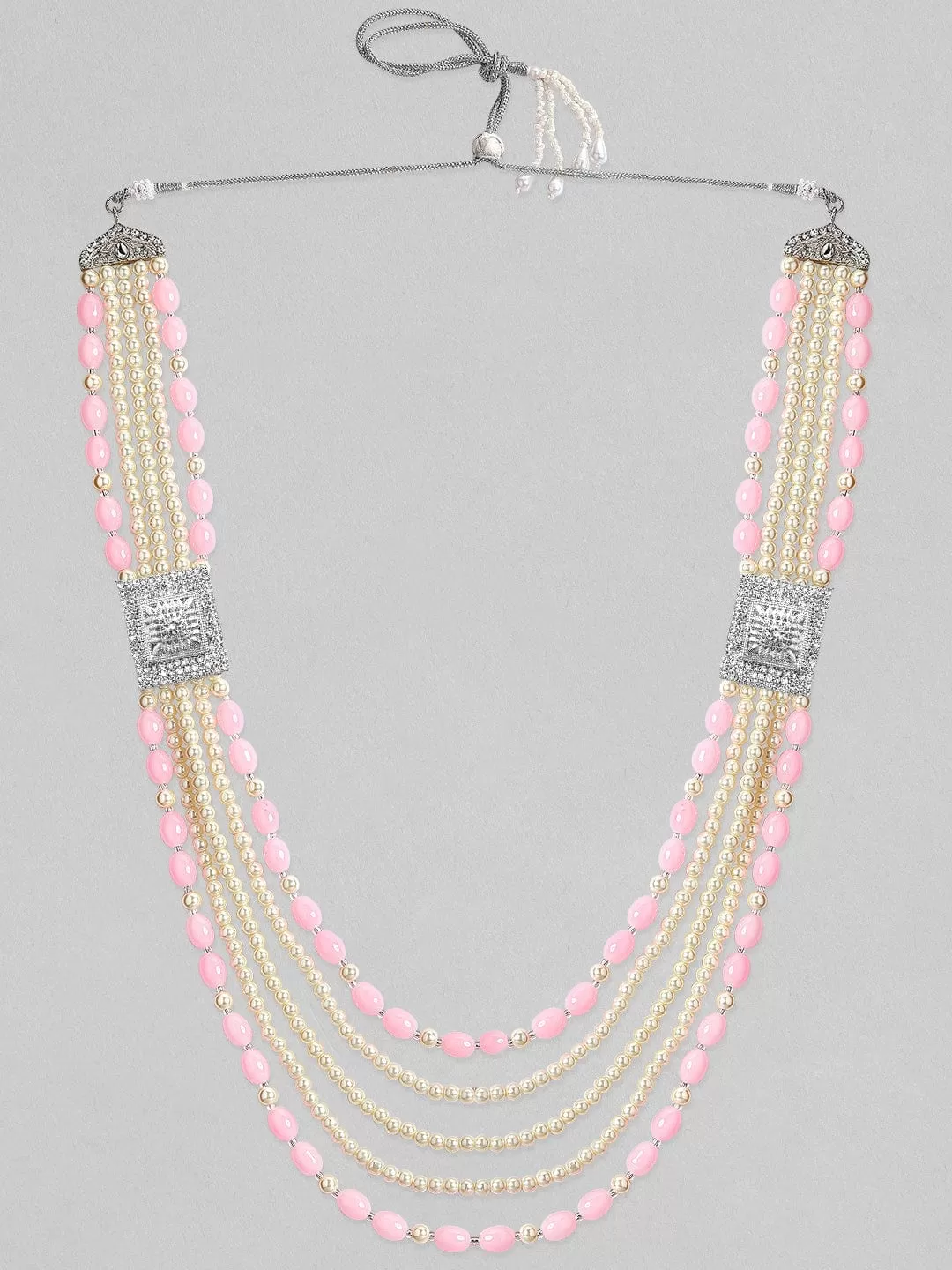 Rubans Pink & Gold Beaded Layered Mens Necklace.