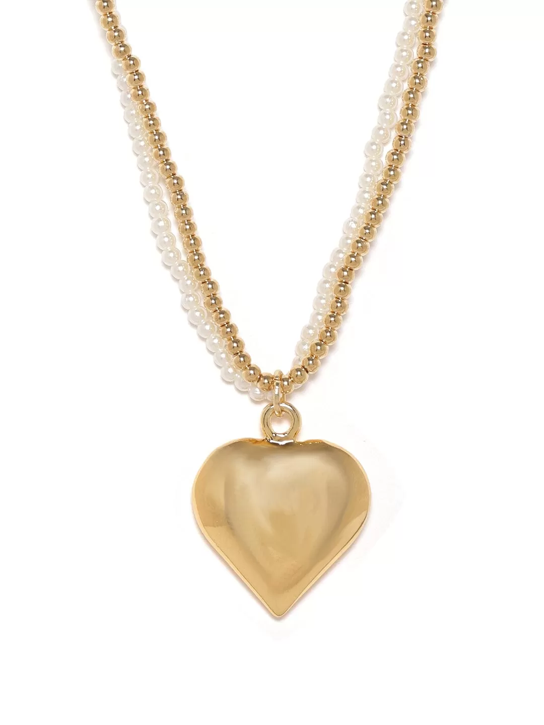 Rubans Voguish 22K Gold plated Stainless Steel Pearl beaded Heart Pendant Tarnish Free Layered necklace