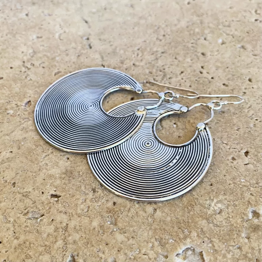 Silver Circle Earrings - Out of Africa