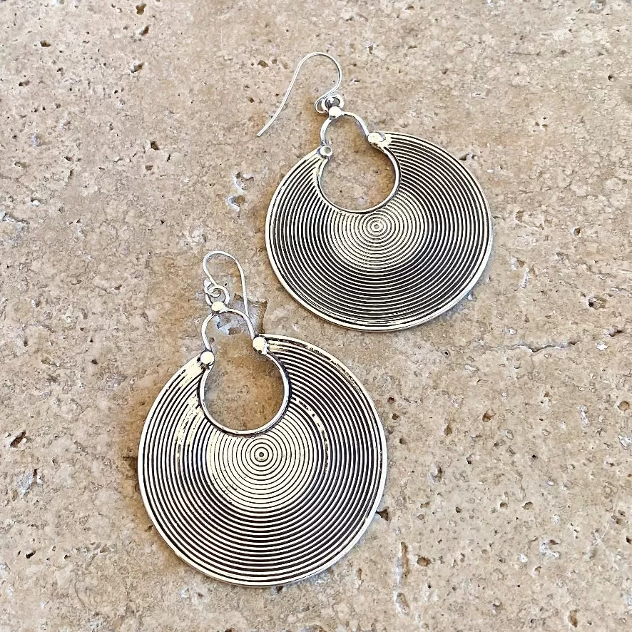 Silver Circle Earrings - Out of Africa