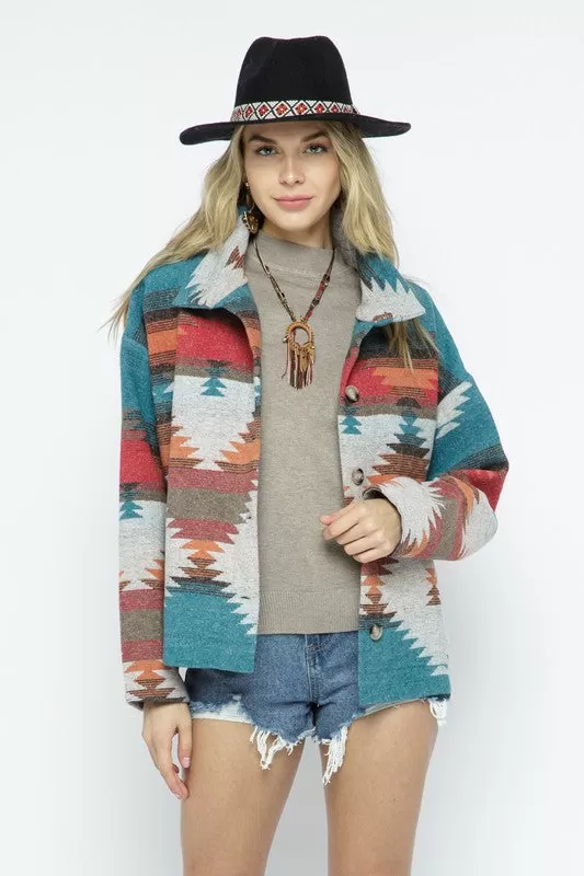 Soft Comfy Lightweight Aztec Pattern Jacket