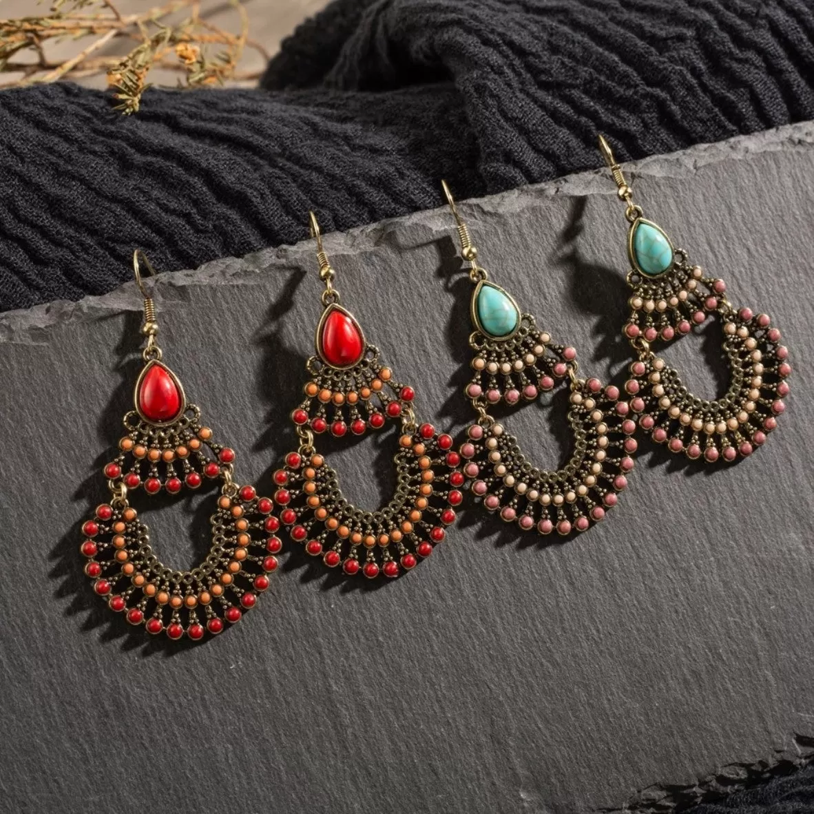 Statement Beads Dangle Drop Earrings