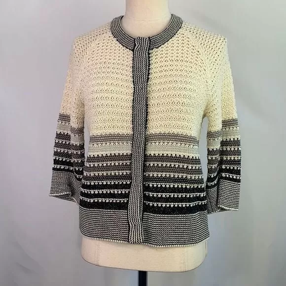 St.Johncream black striped metallic cardigan