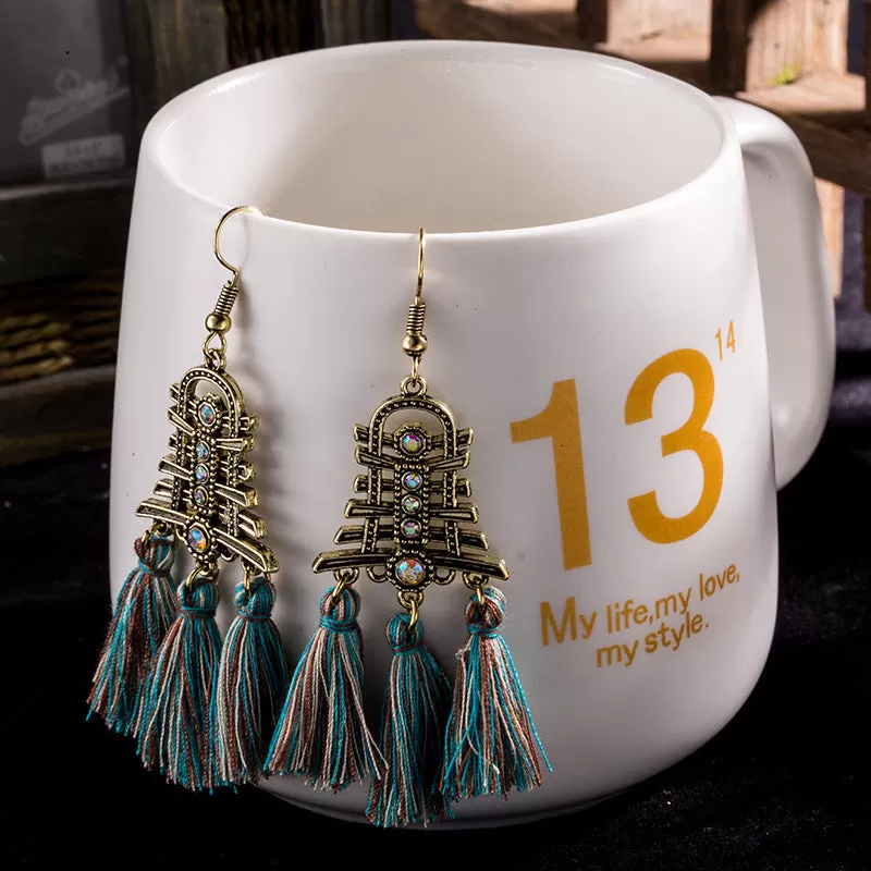 Temple Styled Ethic Tassel Earring - 3 Colors