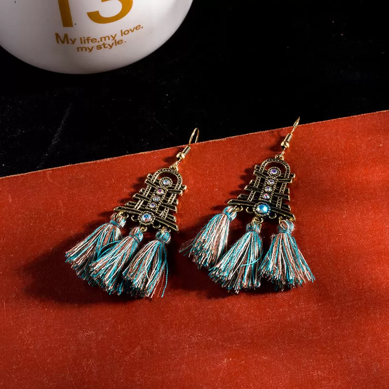 Temple Styled Ethic Tassel Earring - 3 Colors