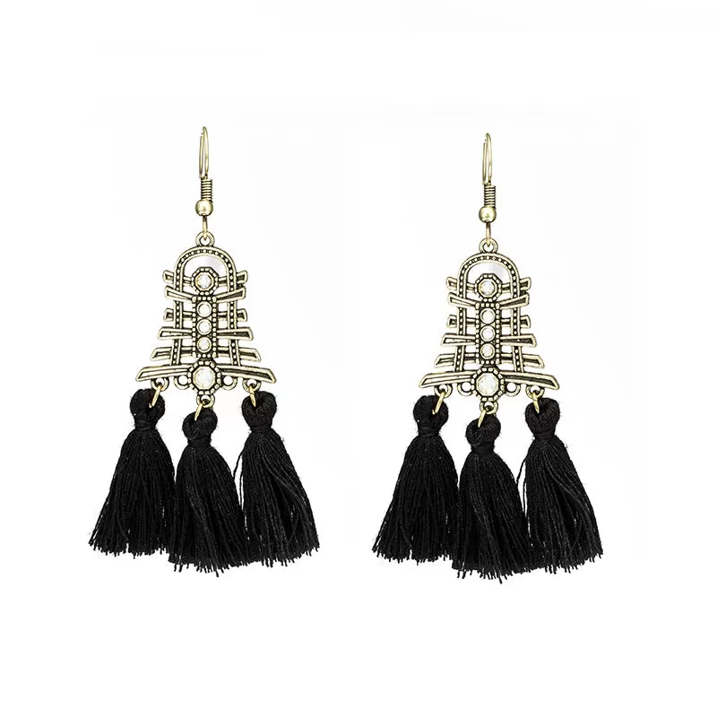 Temple Styled Ethic Tassel Earring - 3 Colors