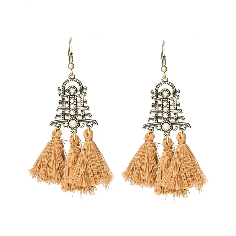 Temple Styled Ethic Tassel Earring - 3 Colors