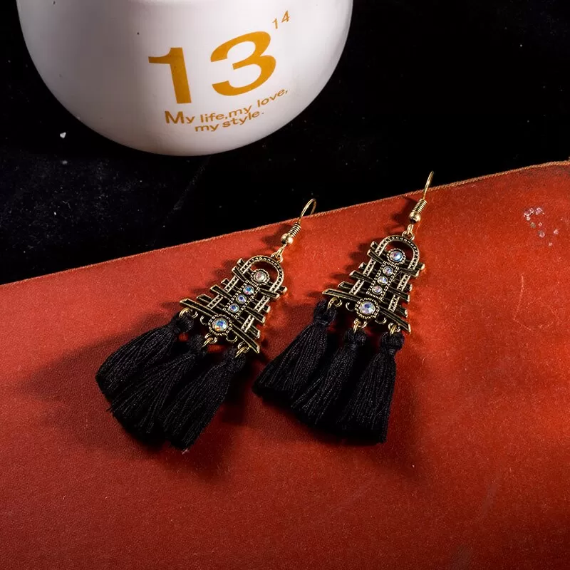 Temple Styled Ethic Tassel Earring - 3 Colors