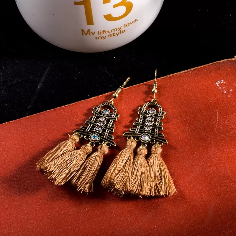 Temple Styled Ethic Tassel Earring - 3 Colors