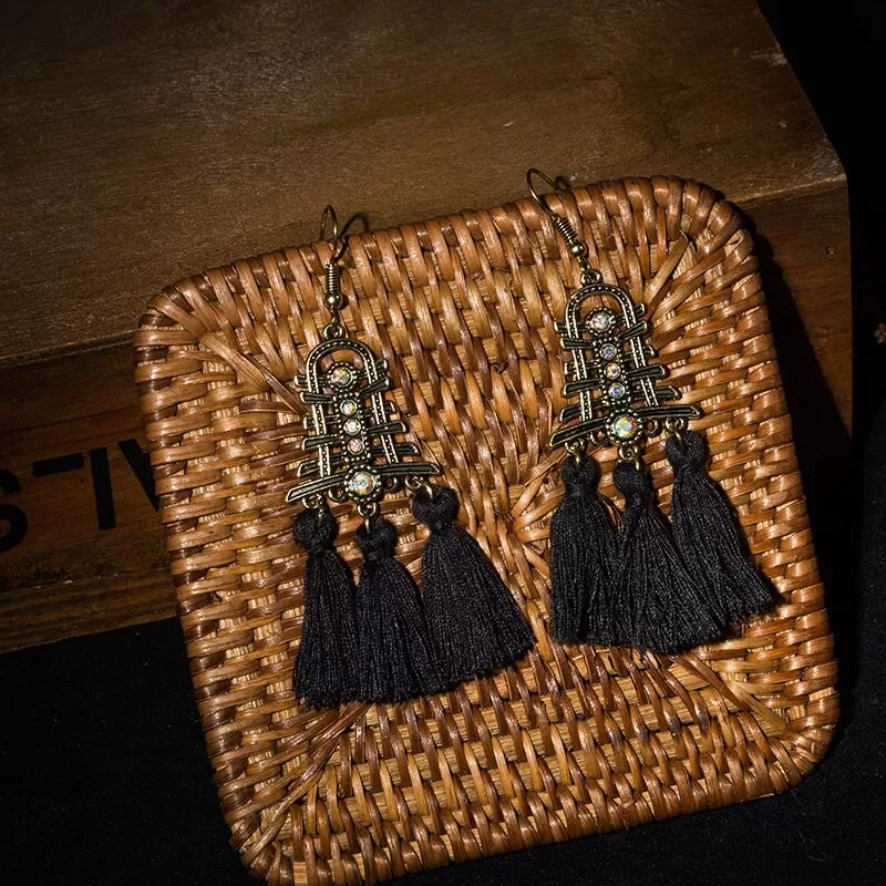 Temple Styled Ethic Tassel Earring - 3 Colors