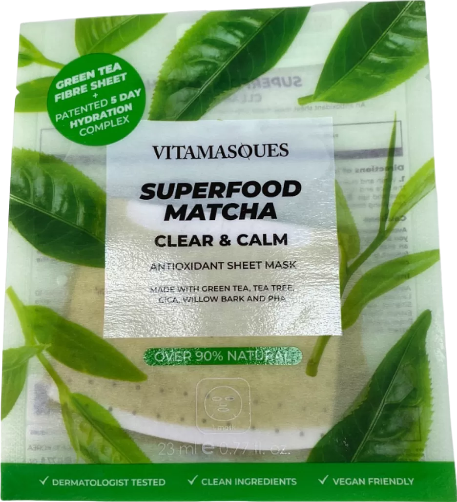 Vitamasques Superfood Matcha Clear & Calm Antioxidant Sheet Mask 23 ml