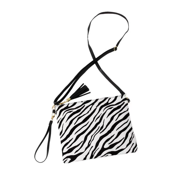 Zebra Hair Crossbody Bag Zebra Clutch Wristlet Bag